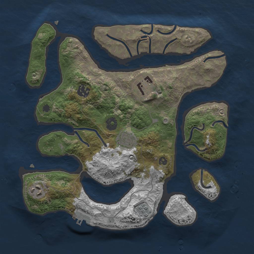 Rust Map: Procedural Map, Size: 3000, Seed: 203525976, 8 Monuments