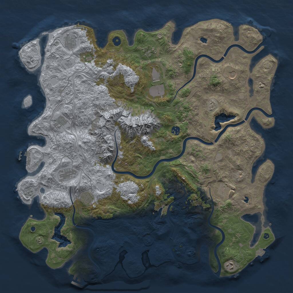 Rust Map: Procedural Map, Size: 5000, Seed: 1066, 17 Monuments