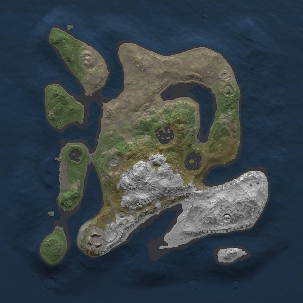 Rust Map: Procedural Map, Size: 2500, Seed: 558299752, 6 Monuments