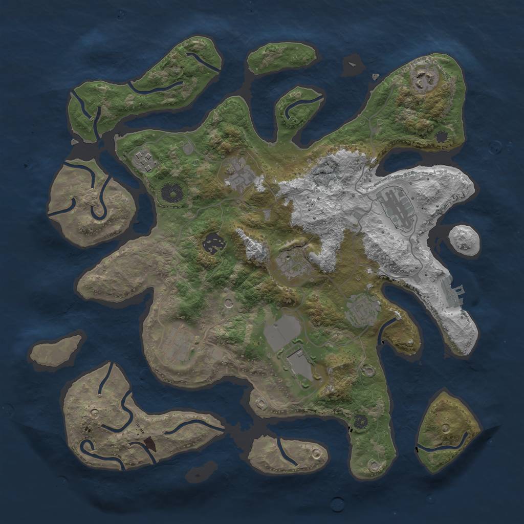 Rust Map: Procedural Map, Size: 3690, Seed: 1337, 13 Monuments