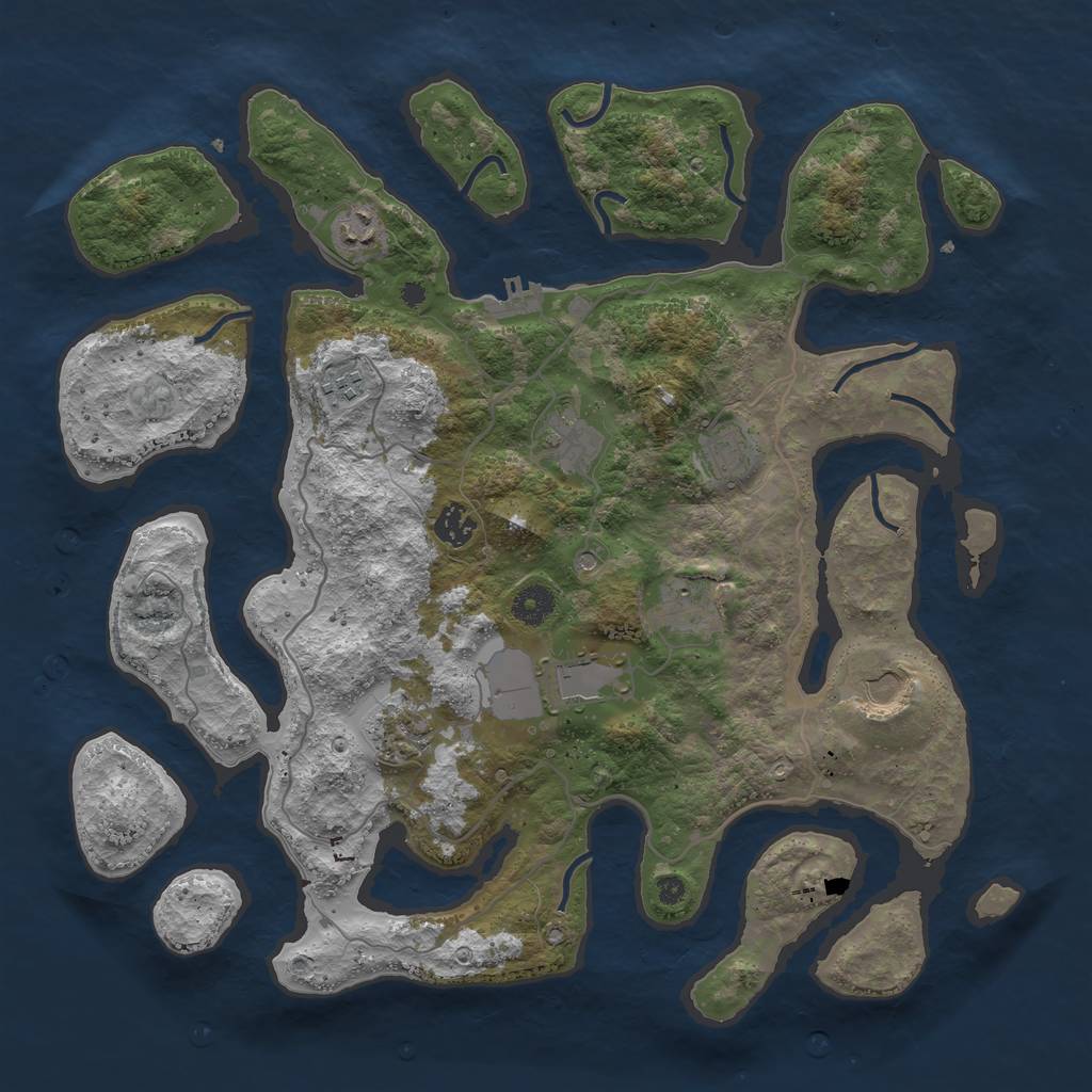 Rust Map: Procedural Map, Size: 4000, Seed: 93478456, 13 Monuments