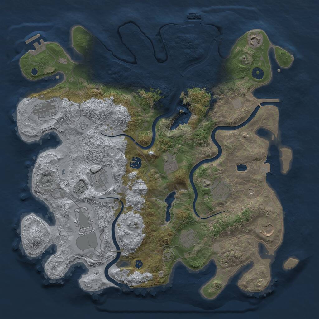 Rust Map: Procedural Map, Size: 4000, Seed: 93478456, 16 Monuments