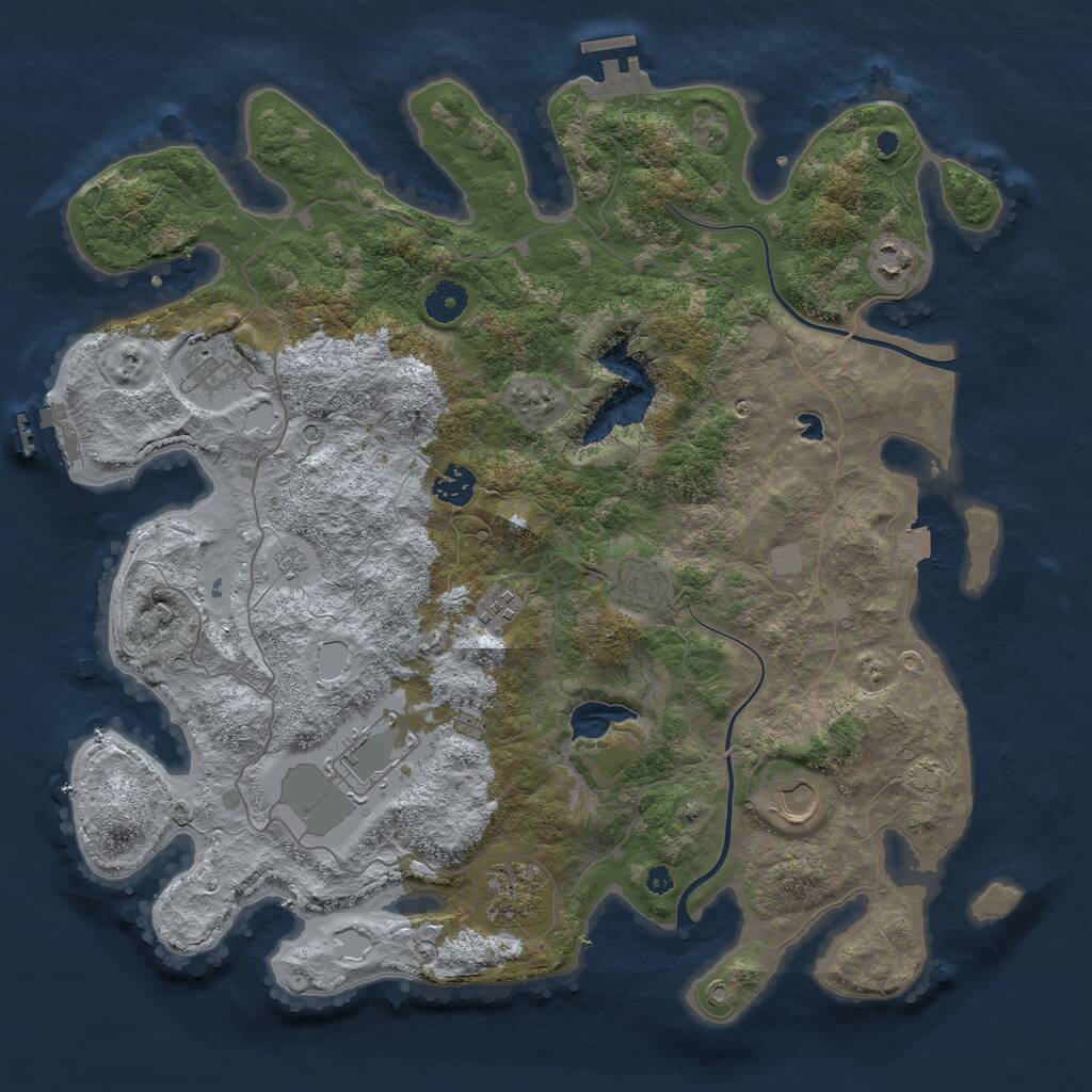 Rust Map: Procedural Map, Size: 4000, Seed: 93478456, 14 Monuments