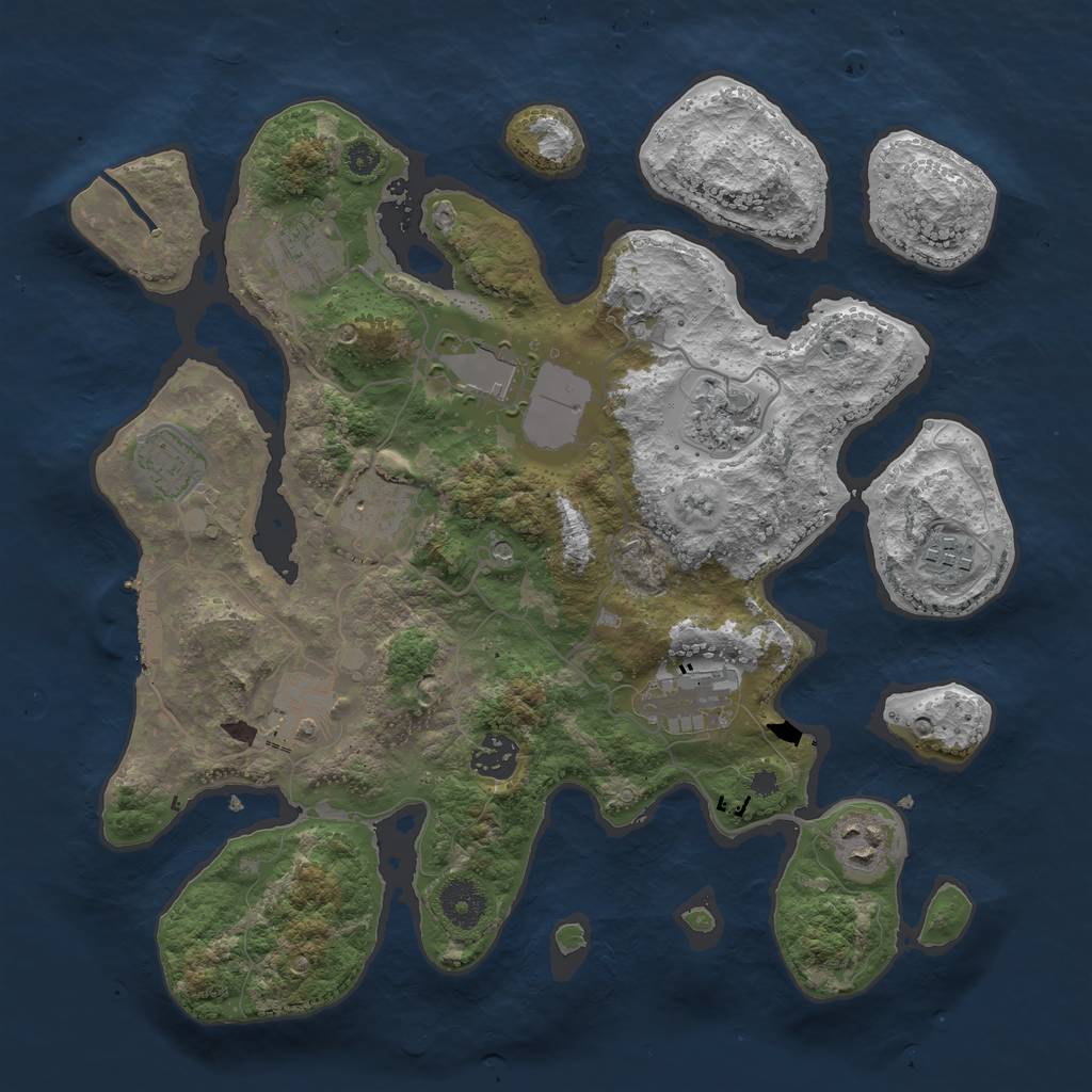 Rust Map: Procedural Map, Size: 3500, Seed: 41536785, 14 Monuments