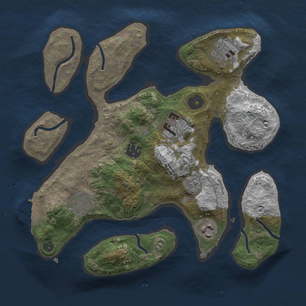 Rust Map: Procedural Map, Size: 3000, Seed: 677305008, 9 Monuments