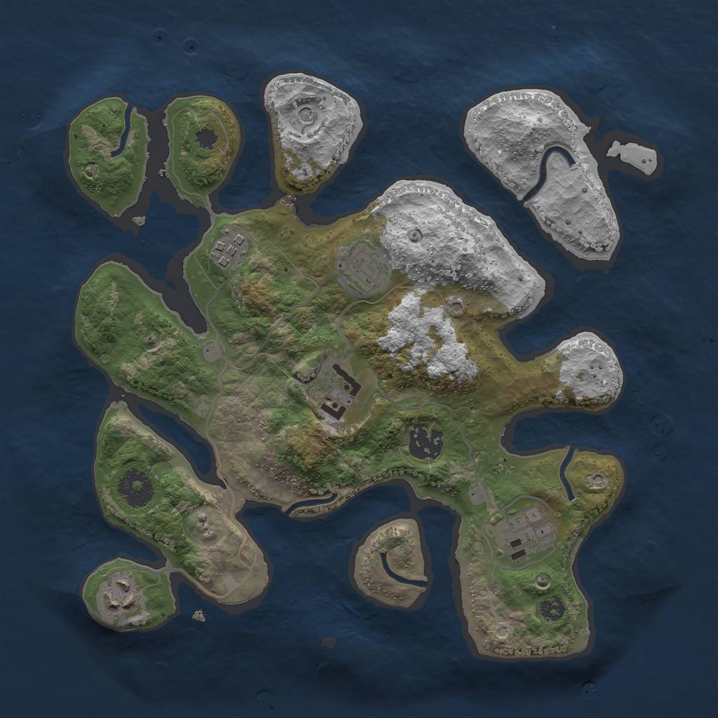 Rust Map: Procedural Map, Size: 3000, Seed: 1222863778, 9 Monuments