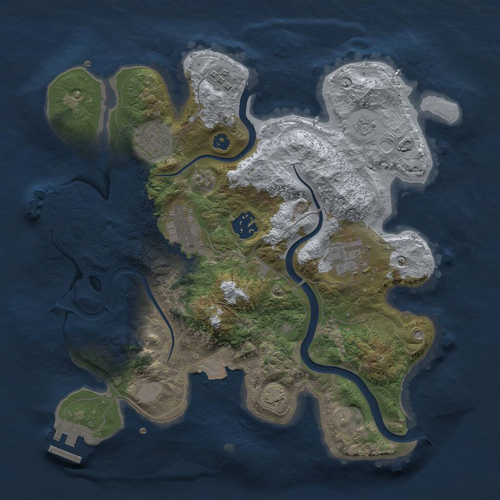 Rust Map: Procedural Map, Size: 3000, Seed: 1222863778, 10 Monuments