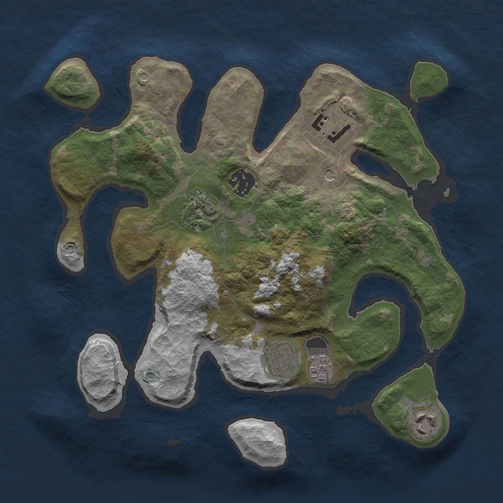 Rust Map: Barren, Size: 3000, Seed: 753055554, 9 Monuments