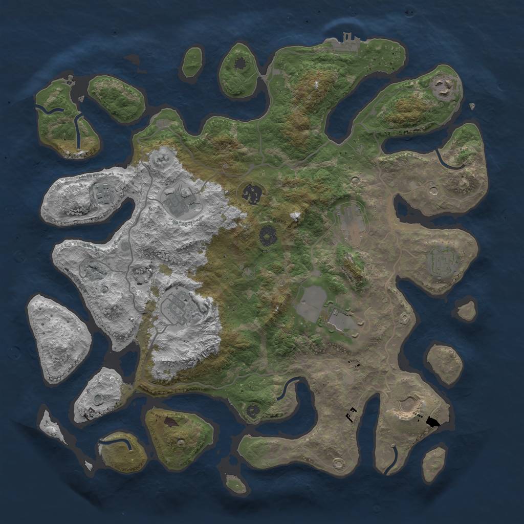 Rust Map: Procedural Map, Size: 4000, Seed: 6587921, 13 Monuments