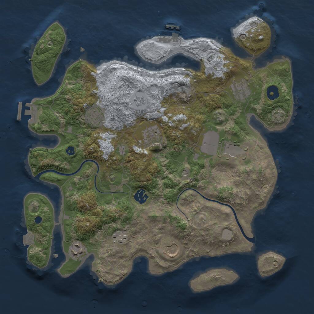 Rust Map: Procedural Map, Size: 3500, Seed: 1718505183, 14 Monuments