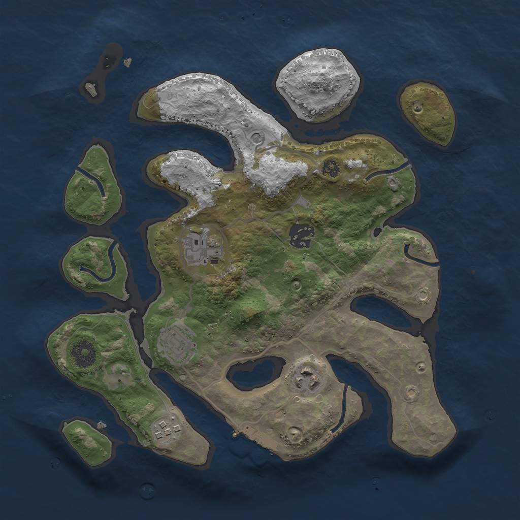 Rust Map: Procedural Map, Size: 3000, Seed: 1508944540, 9 Monuments