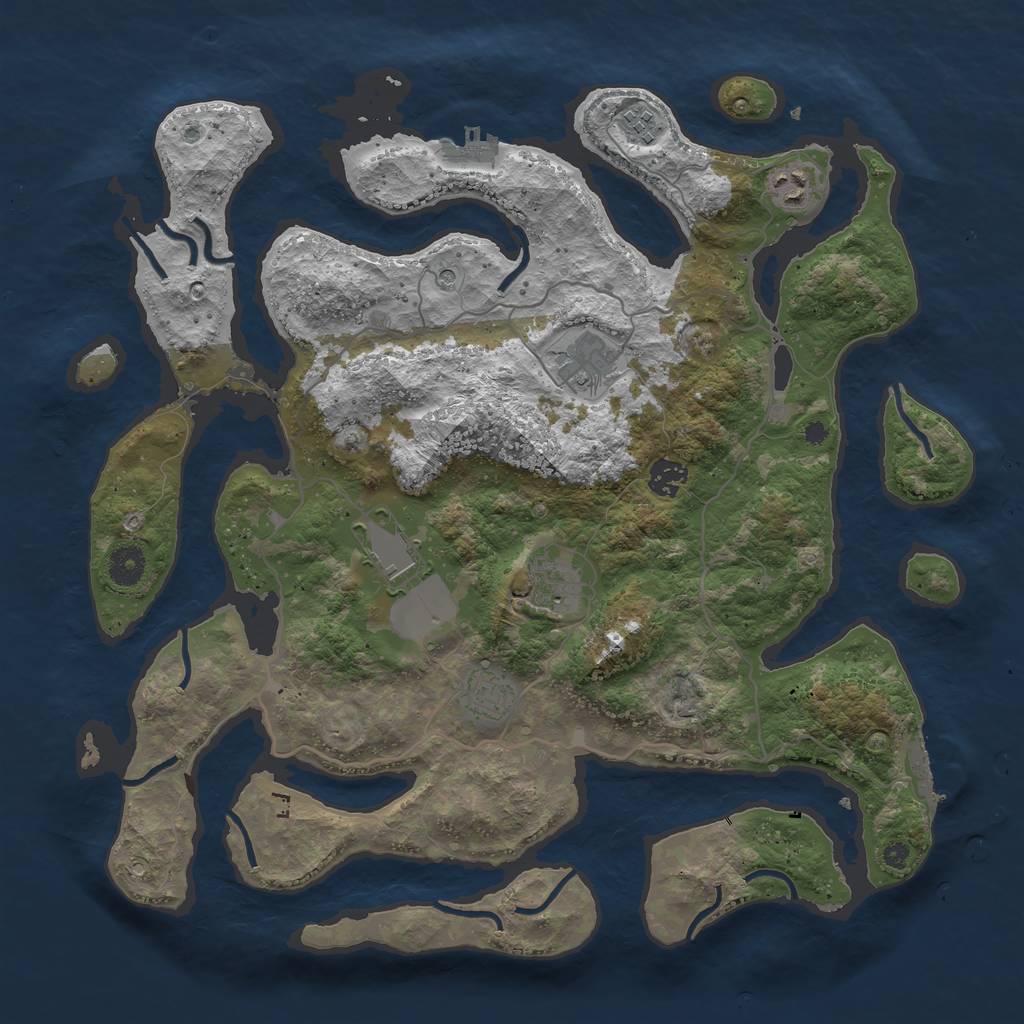 Rust Map: Procedural Map, Size: 4000, Seed: 15243, 12 Monuments