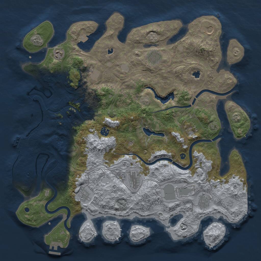 Rust Map: Procedural Map, Size: 4500, Seed: 65165841, 17 Monuments