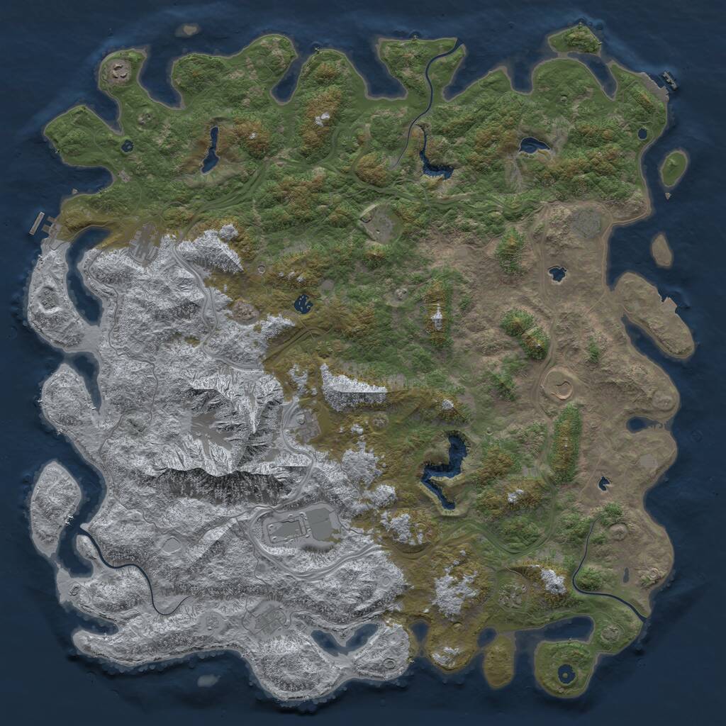 Rust Map: Procedural Map, Size: 6000, Seed: 93214729, 17 Monuments