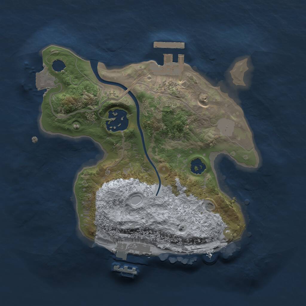 Rust Map: Procedural Map, Size: 2000, Seed: 5400, 4 Monuments