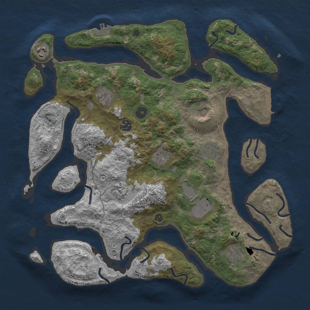Rust Map: Procedural Map, Size: 4000, Seed: 811103626, 14 Monuments