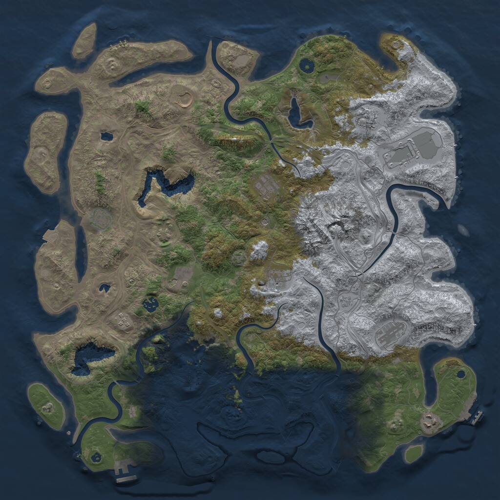 Rust Map: Procedural Map, Size: 5000, Seed: 166974, 17 Monuments