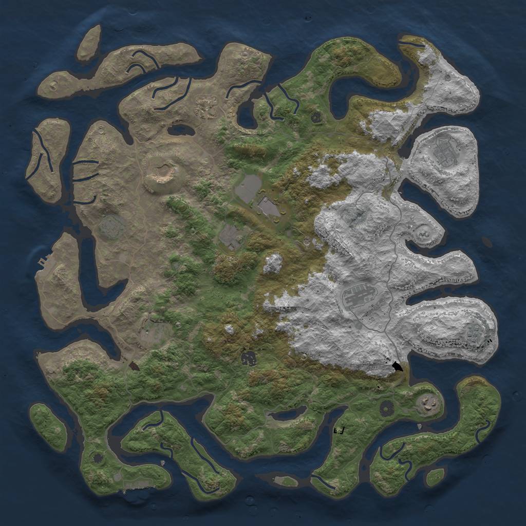 Rust Map: Procedural Map, Size: 5000, Seed: 166974, 16 Monuments