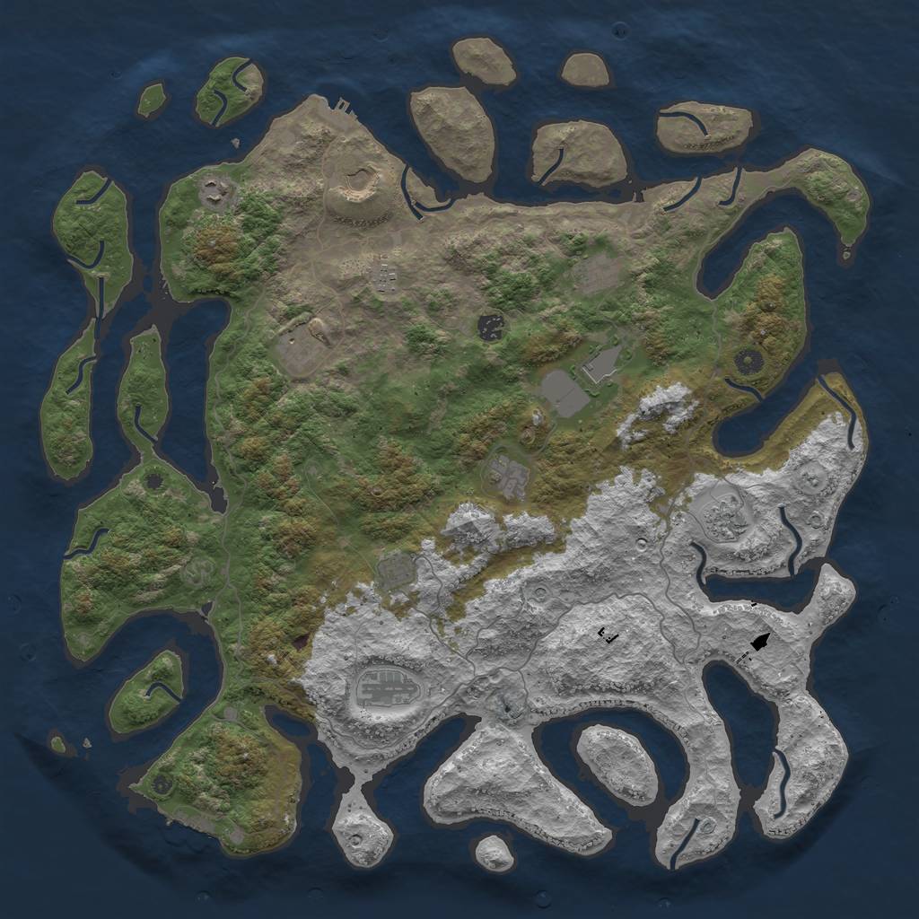 Rust Map: Procedural Map, Size: 5000, Seed: 995, 16 Monuments