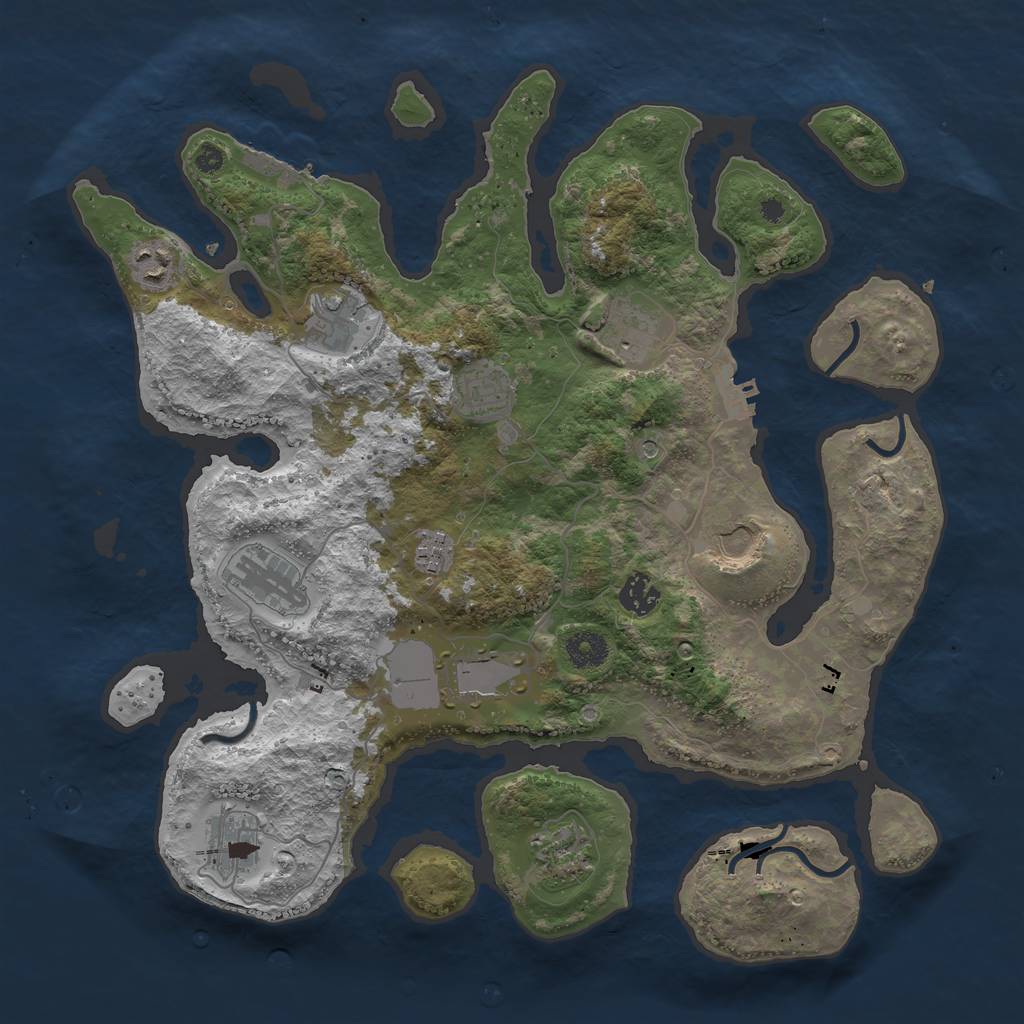 Rust Map: Procedural Map, Size: 3850, Seed: 100, 16 Monuments