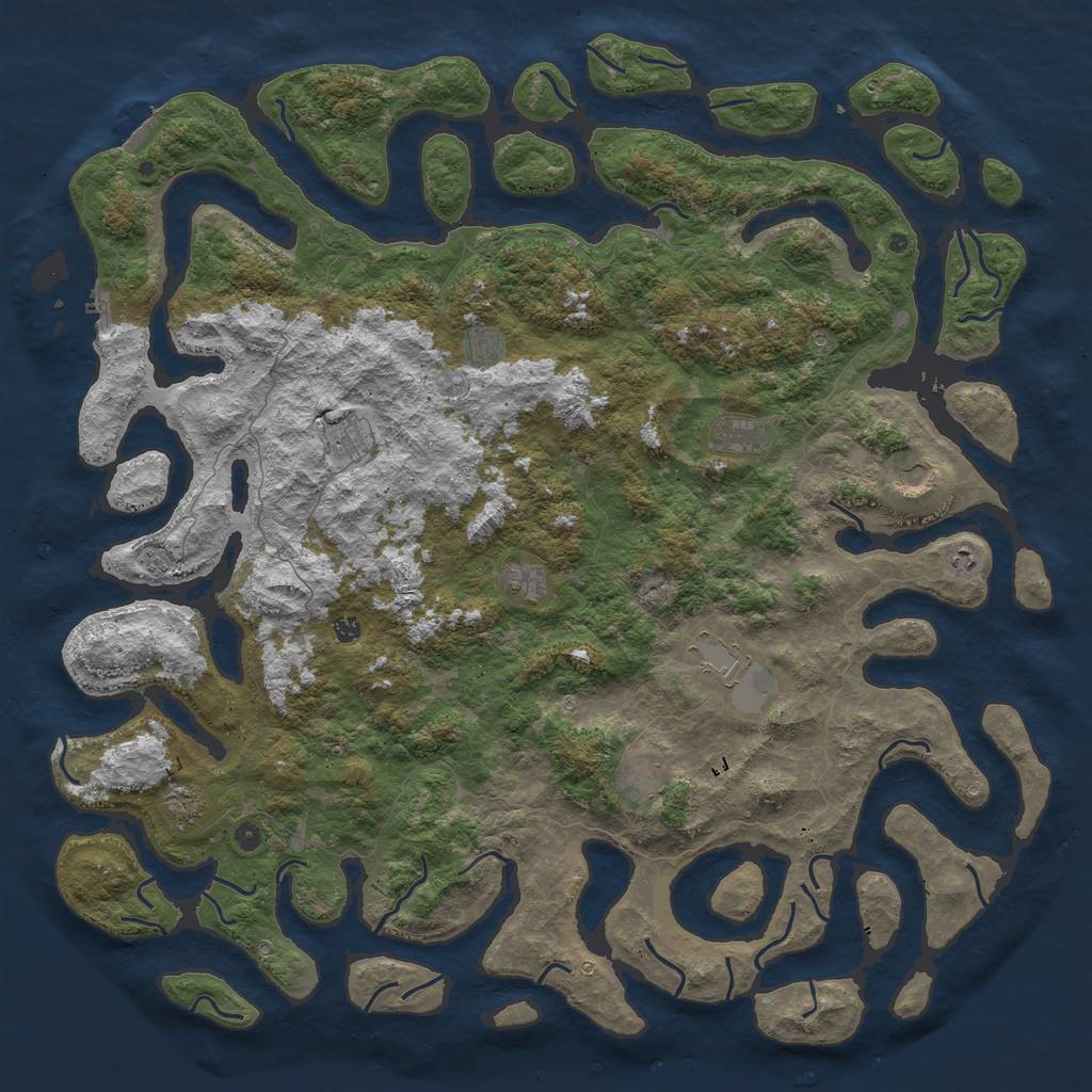 Rust Map: Procedural Map, Size: 6000, Seed: 812, 16 Monuments