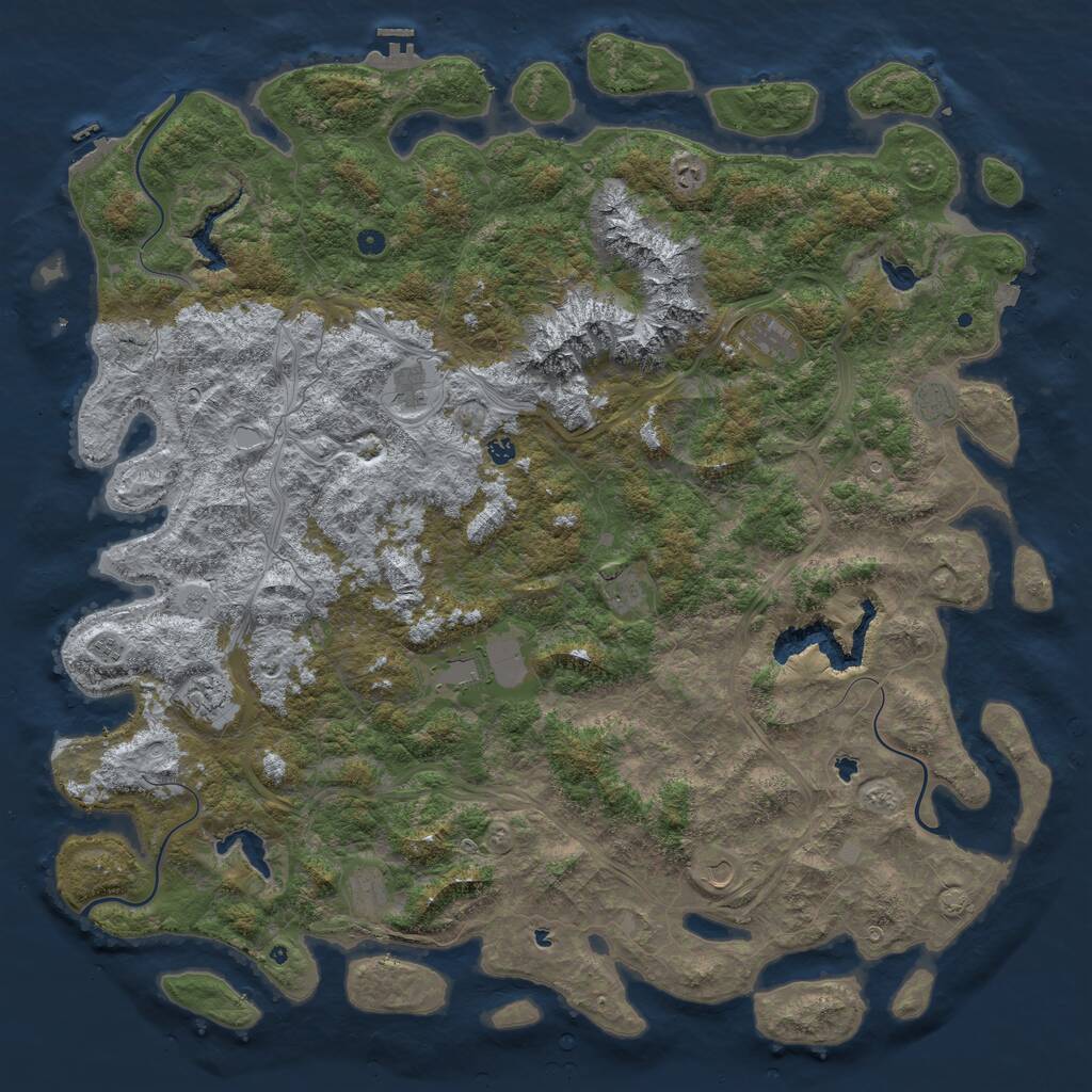 Rust Map: Procedural Map, Size: 6000, Seed: 812, 17 Monuments