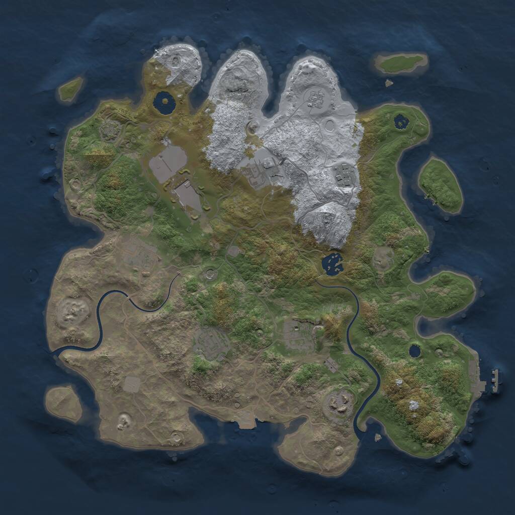 Rust Map: Procedural Map, Size: 3500, Seed: 1425767729, 13 Monuments