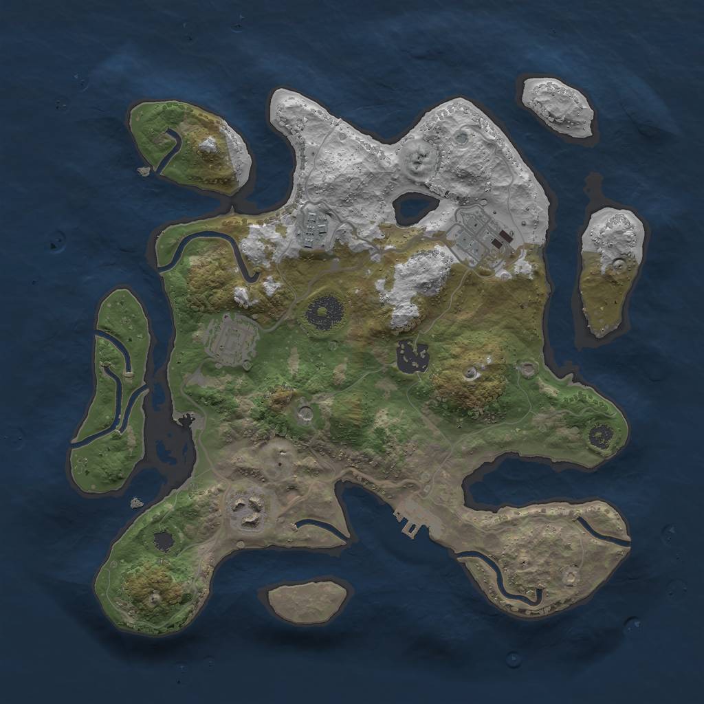 Rust Map: Procedural Map, Size: 3000, Seed: 2124565465, 9 Monuments