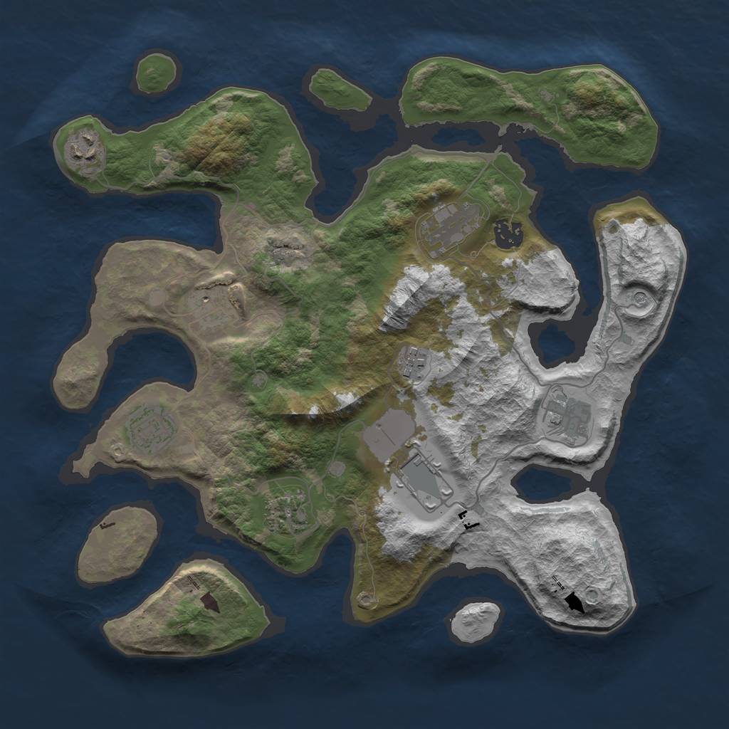 Rust Map: Barren, Size: 3600, Seed: 234654, 12 Monuments