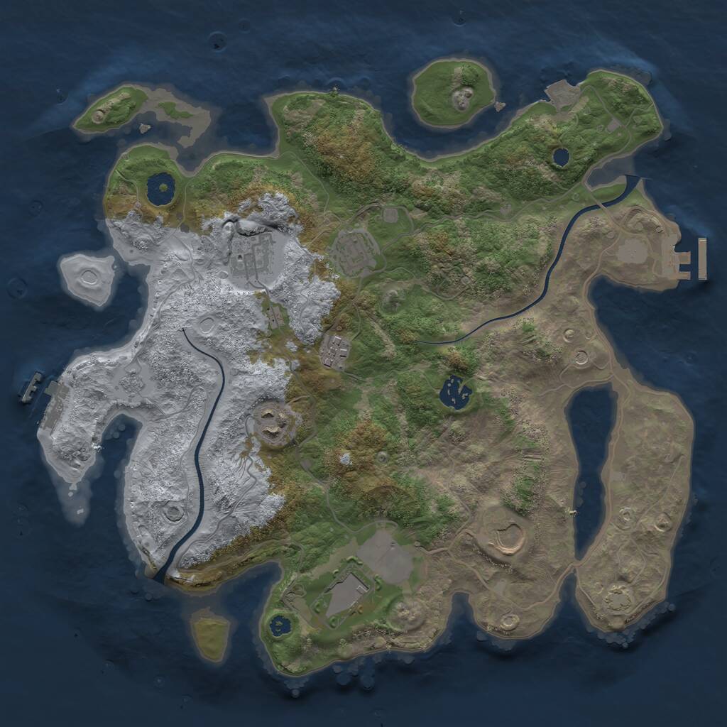 Rust Map: Procedural Map, Size: 3500, Seed: 1175998867, 13 Monuments