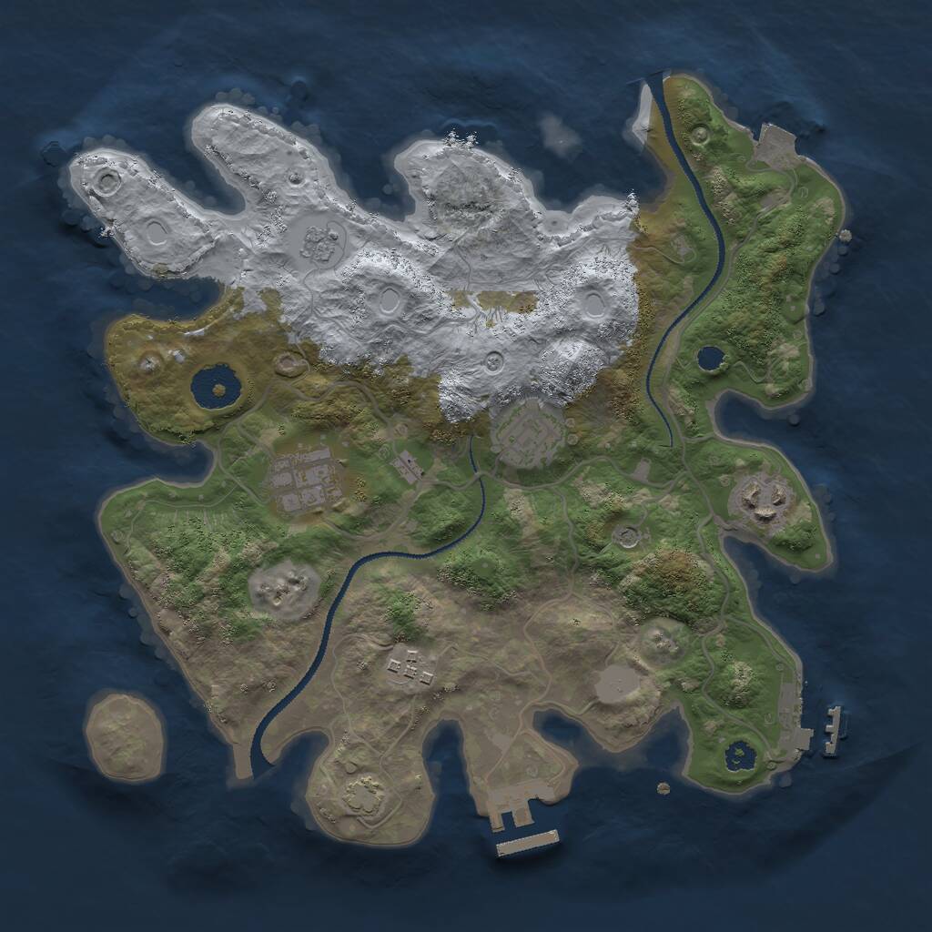 Rust Map: Procedural Map, Size: 3000, Seed: 2124565463, 10 Monuments