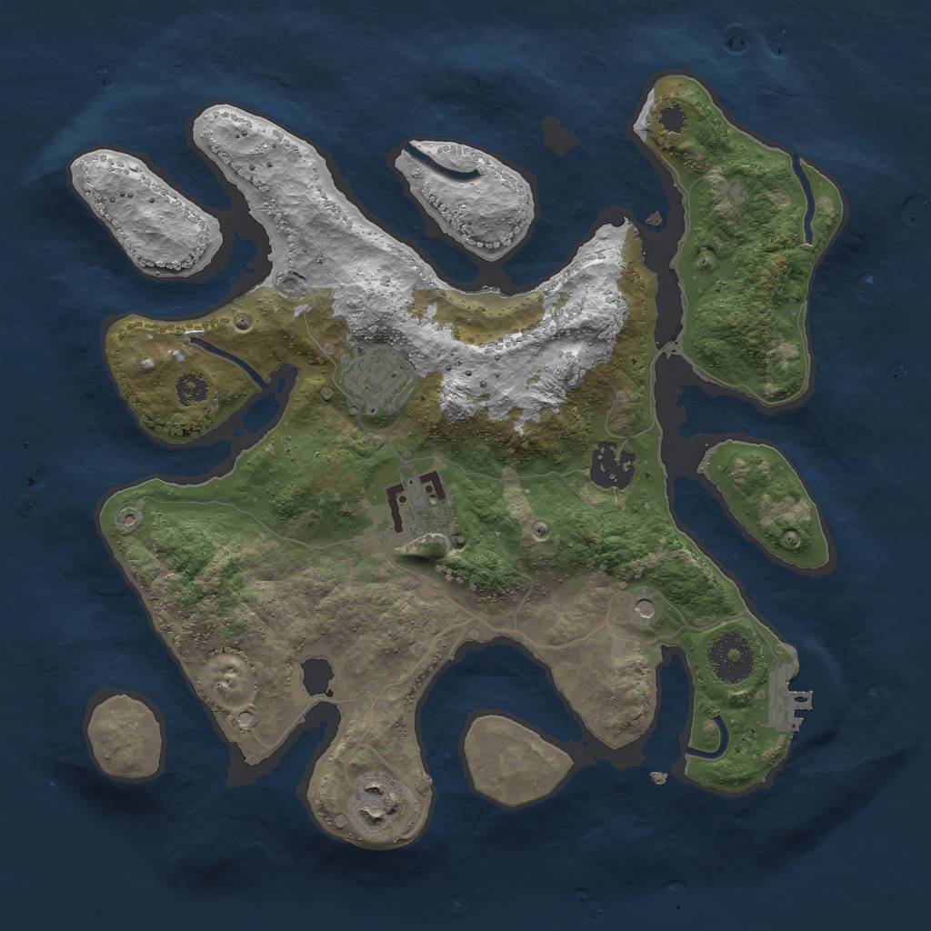 Rust Map: Procedural Map, Size: 3000, Seed: 2124565463, 8 Monuments