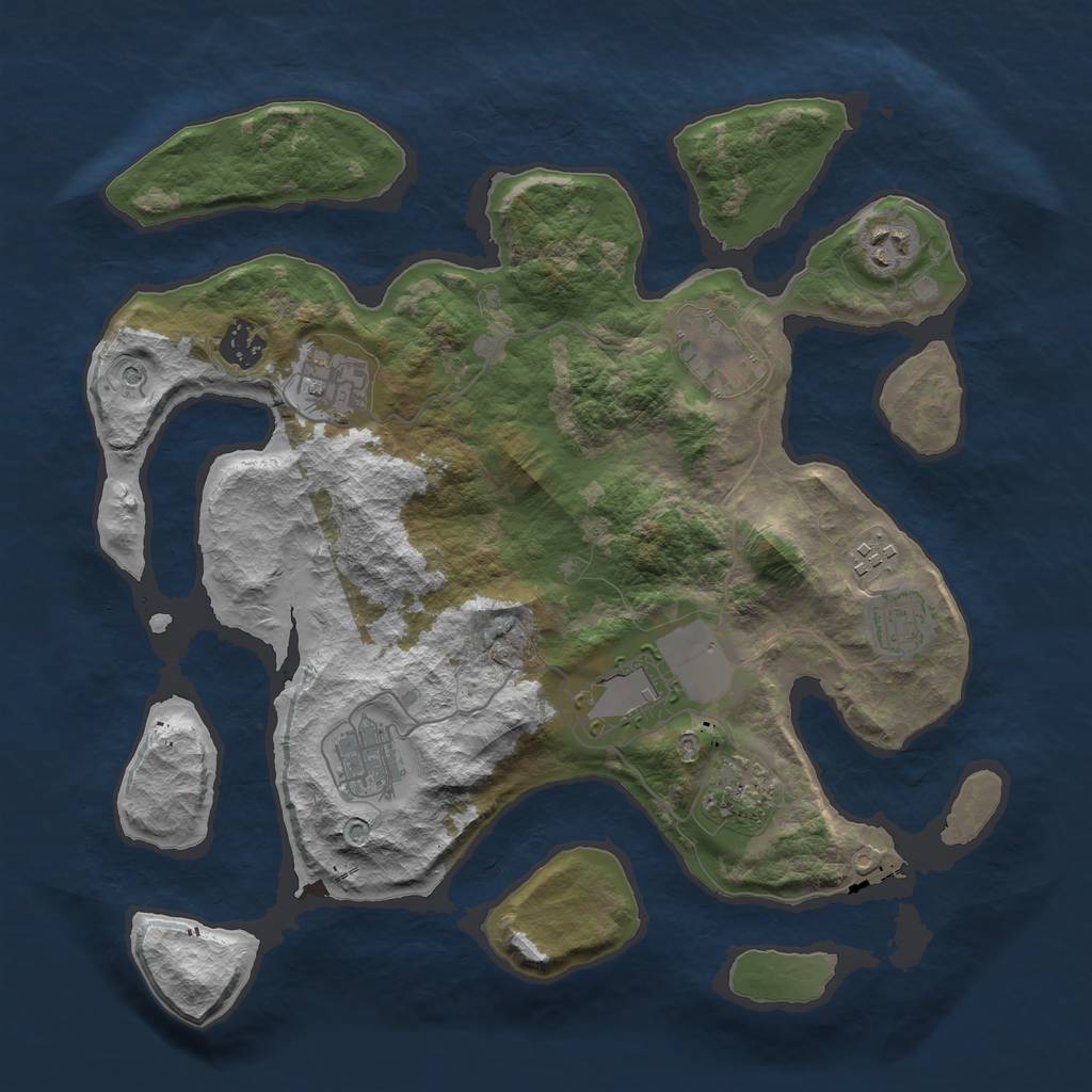 Rust Map: Barren, Size: 3600, Seed: 875298, 12 Monuments