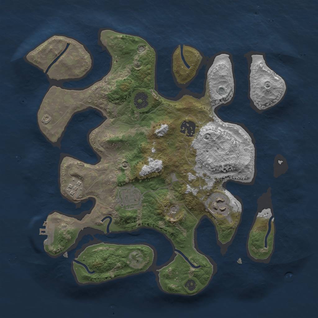 Rust Map: Procedural Map, Size: 3000, Seed: 676993722, 8 Monuments