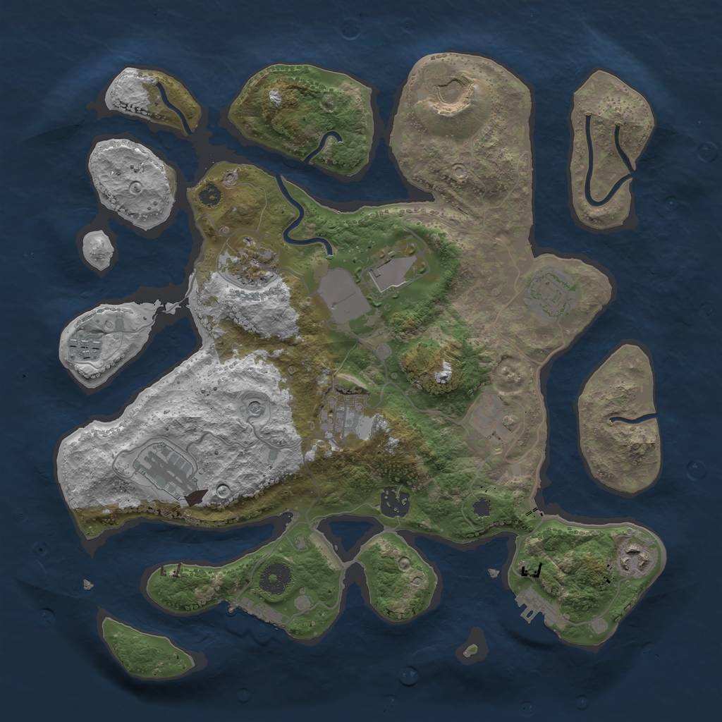 Rust Map: Procedural Map, Size: 3500, Seed: 911640696, 15 Monuments