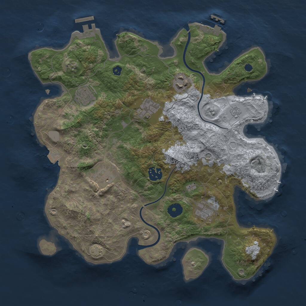 Rust Map: Procedural Map, Size: 3250, Seed: 24684, 12 Monuments