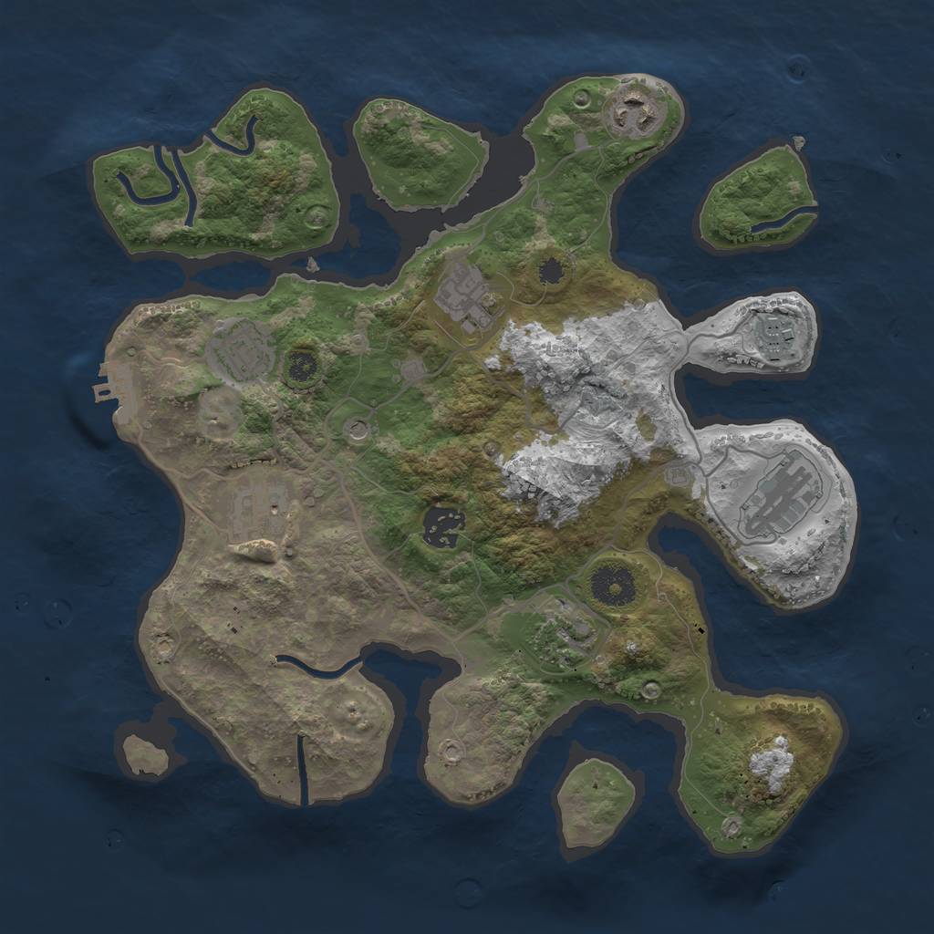 Rust Map: Procedural Map, Size: 3250, Seed: 24684, 12 Monuments