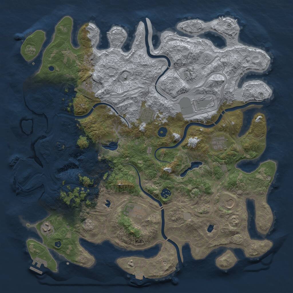 Rust Map: Procedural Map, Size: 4500, Seed: 65575, 16 Monuments