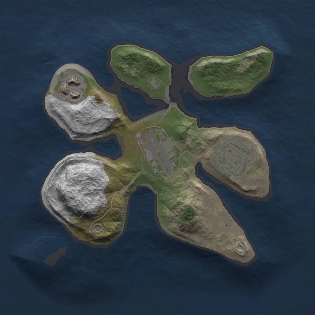 Rust Map: Barren, Size: 2000, Seed: 4846589, 5 Monuments