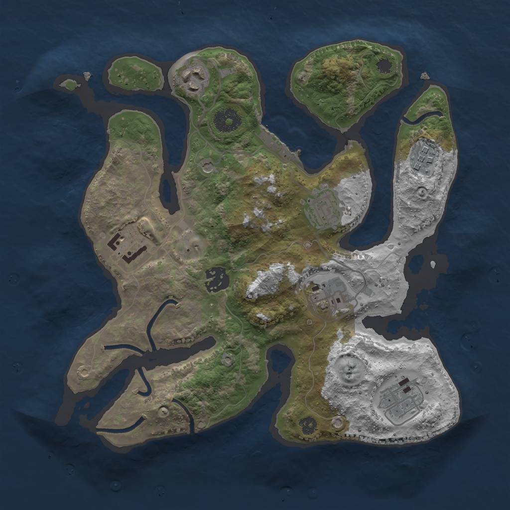 Rust Map: Procedural Map, Size: 3000, Seed: 838803216, 11 Monuments