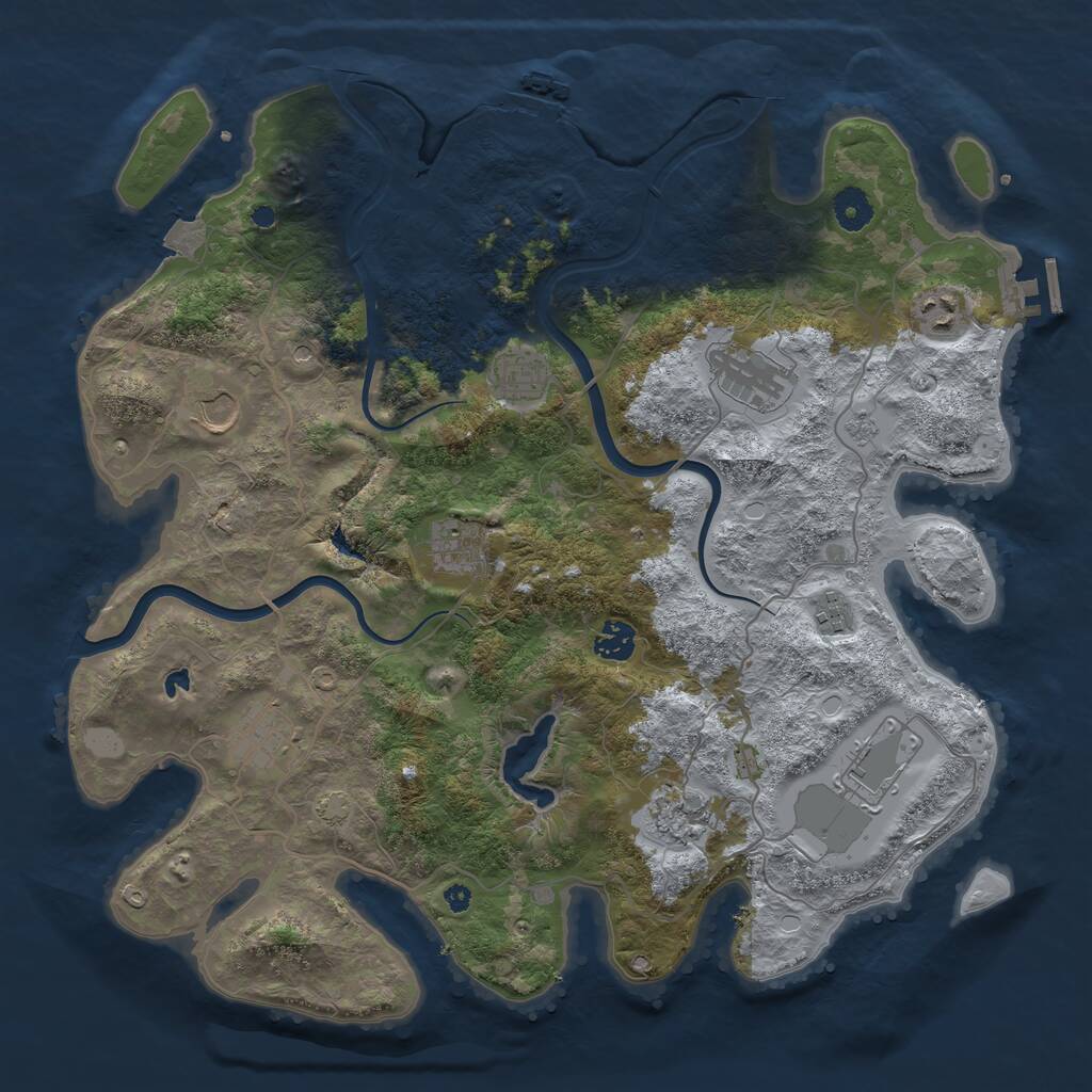 Rust Map: Procedural Map, Size: 4000, Seed: 1206678519, 16 Monuments