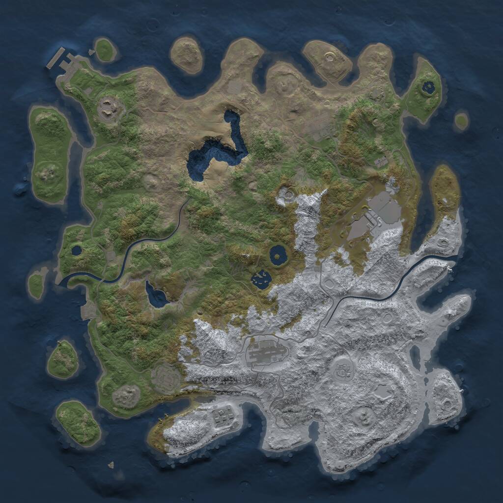 Rust Map: Procedural Map, Size: 4000, Seed: 1827, 12 Monuments