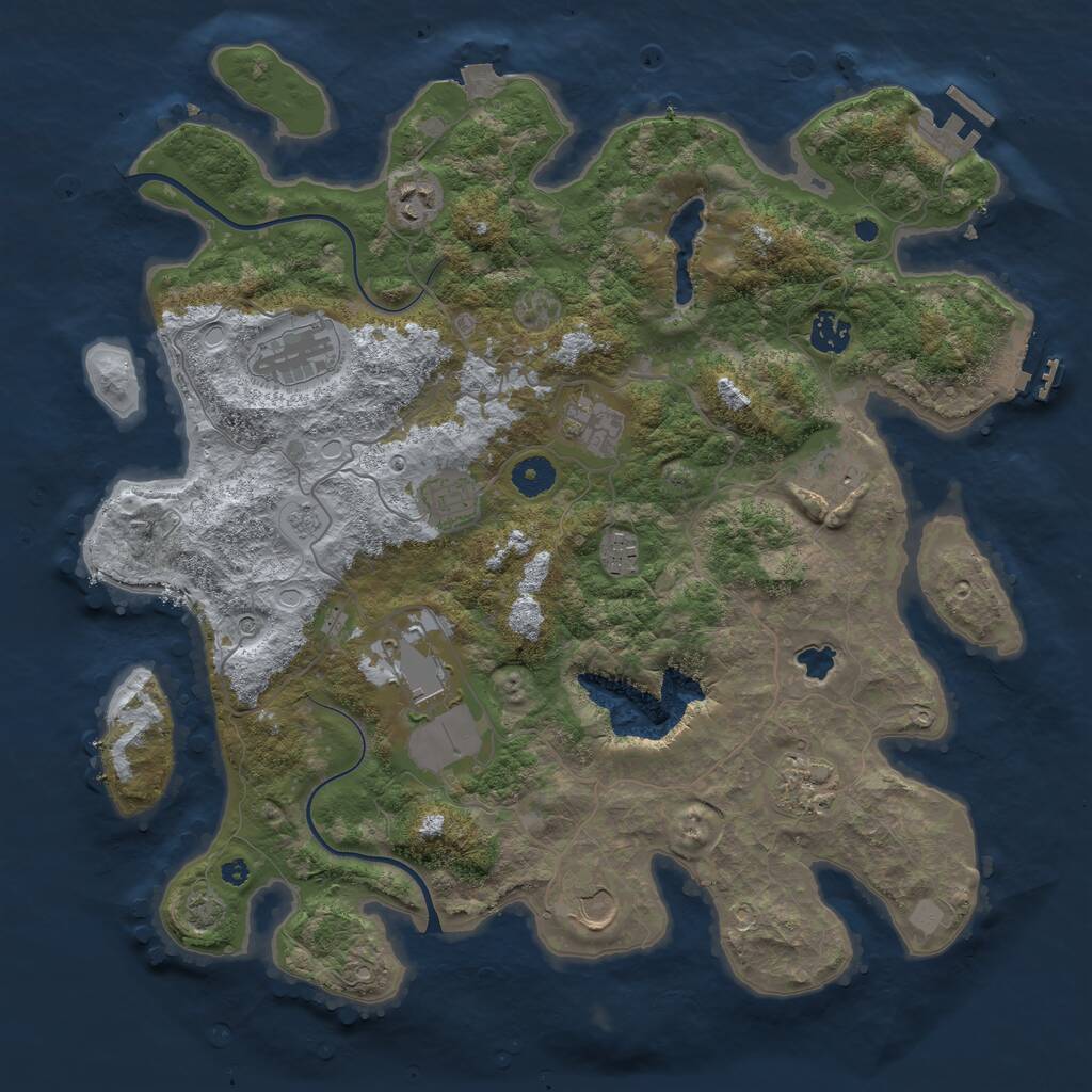 Rust Map: Procedural Map, Size: 4000, Seed: 134256, 16 Monuments