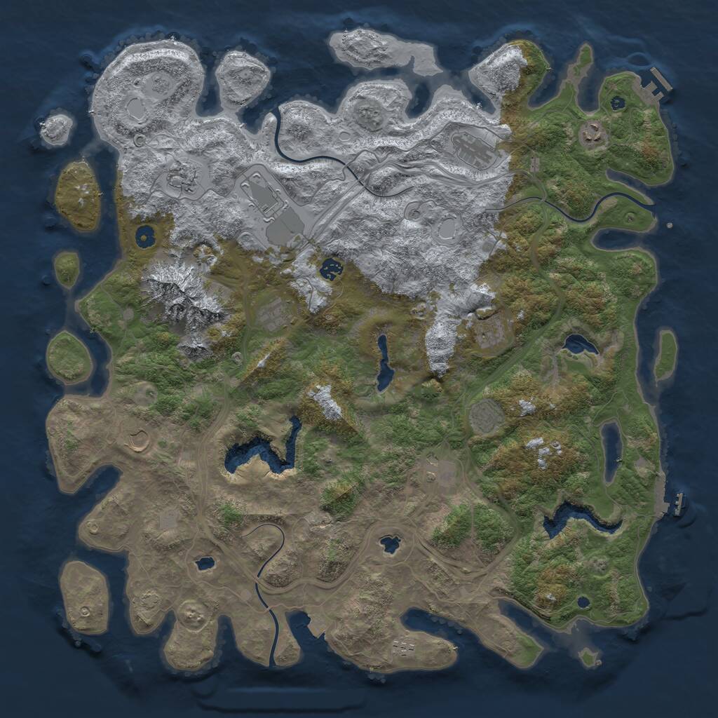 Rust Map: Procedural Map, Size: 5000, Seed: 319452576, 17 Monuments