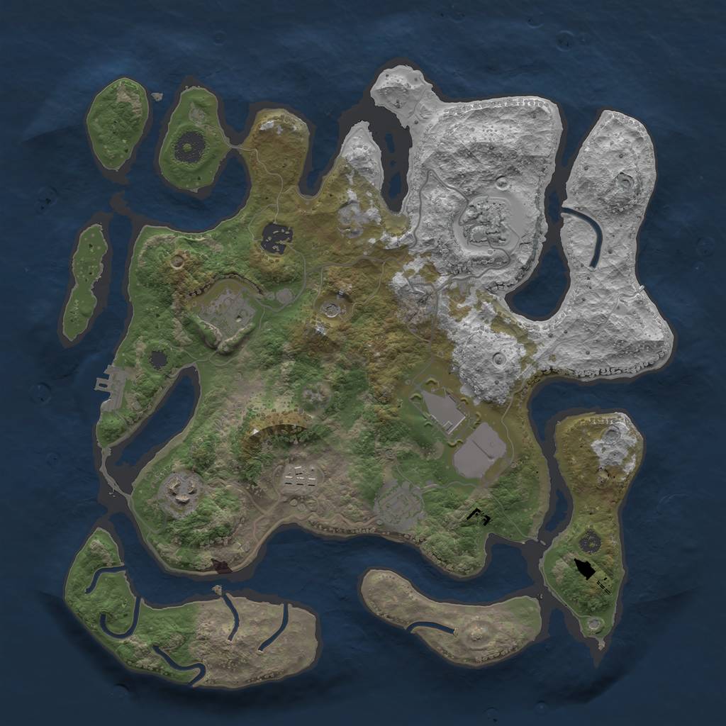 Rust Map: Procedural Map, Size: 3500, Seed: 540907866, 11 Monuments