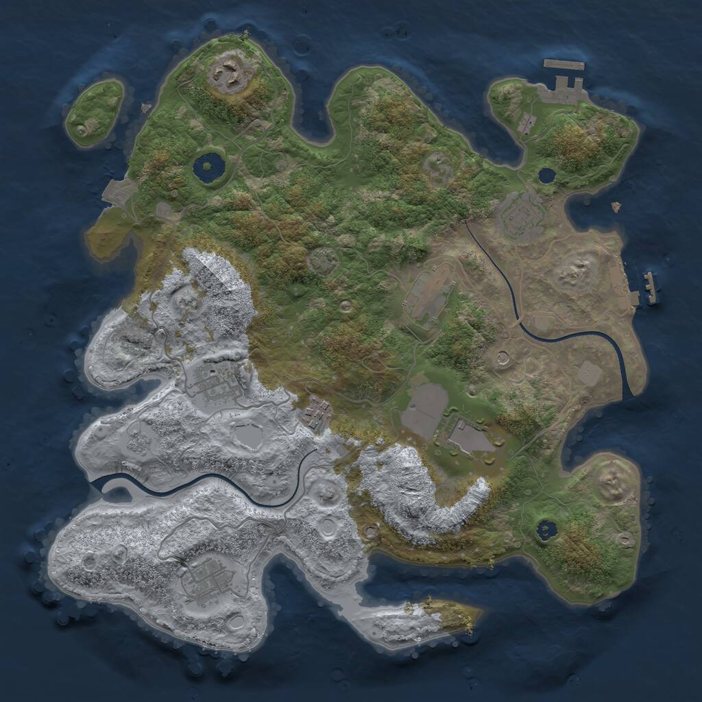 Rust Map: Procedural Map, Size: 3500, Seed: 1234352, 13 Monuments