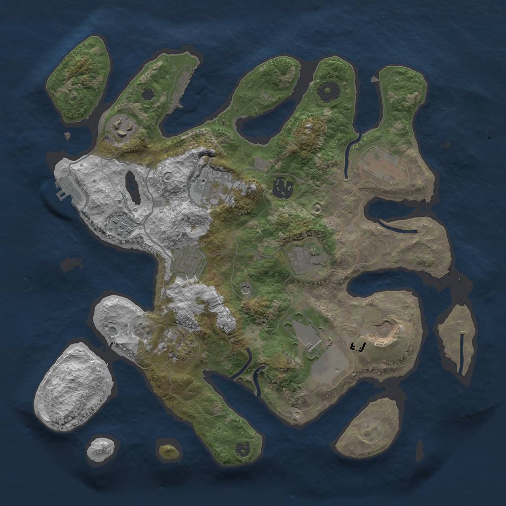 Rust Map: Procedural Map, Size: 3500, Seed: 1693954934, 15 Monuments