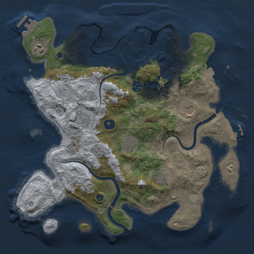 Rust Map: Procedural Map, Size: 3500, Seed: 1693954934, 13 Monuments