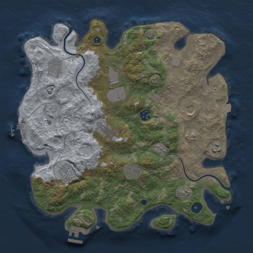 Rust Map: Procedural Map, Size: 3500, Seed: 1578760281, 15 Monuments