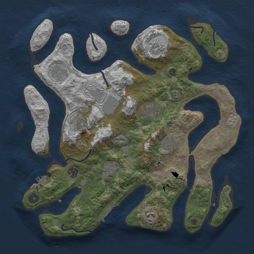 Rust Map: Procedural Map, Size: 3750, Seed: 2127367980, 15 Monuments